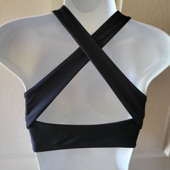 ALBION Black Cross Back Halter Bikini Top Knot - XS - Picture 3 of 10